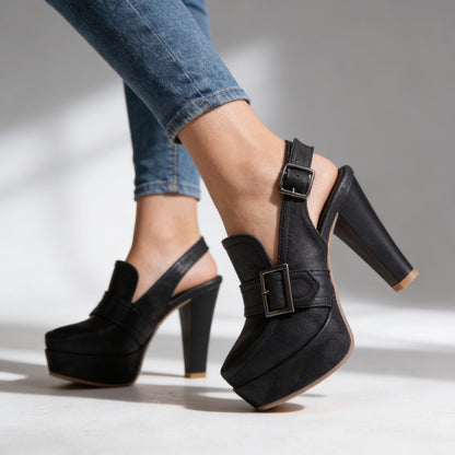 Ashby | Buckled Platform Slingback Heels
