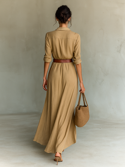 Maevora | Relaxed Draped Long Sleeve Maxi Dress