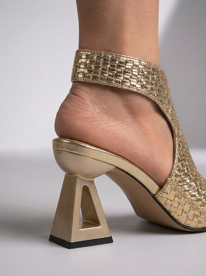 Nyverra | Woven Cutout Block Heel Sandals