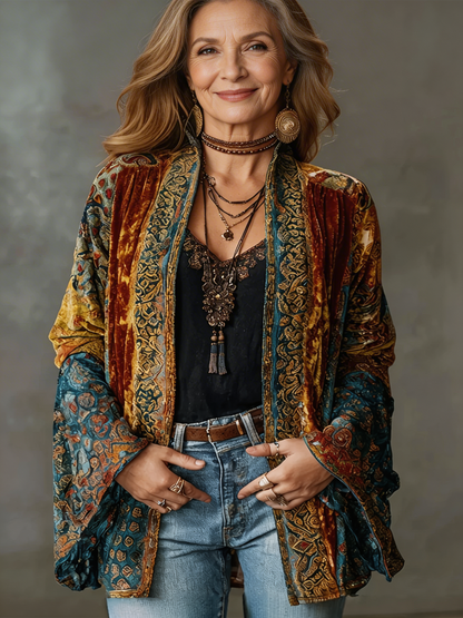 Evanthea | Artistic Velvet Print Cardigan