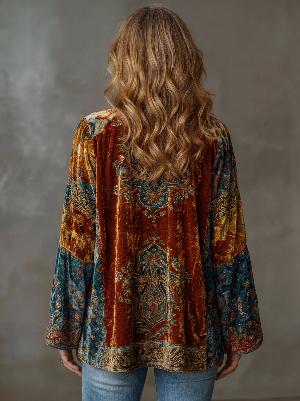 Evanthea | Artistic Velvet Print Cardigan