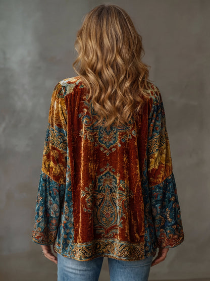 Evanthea | Artistic Velvet Print Cardigan