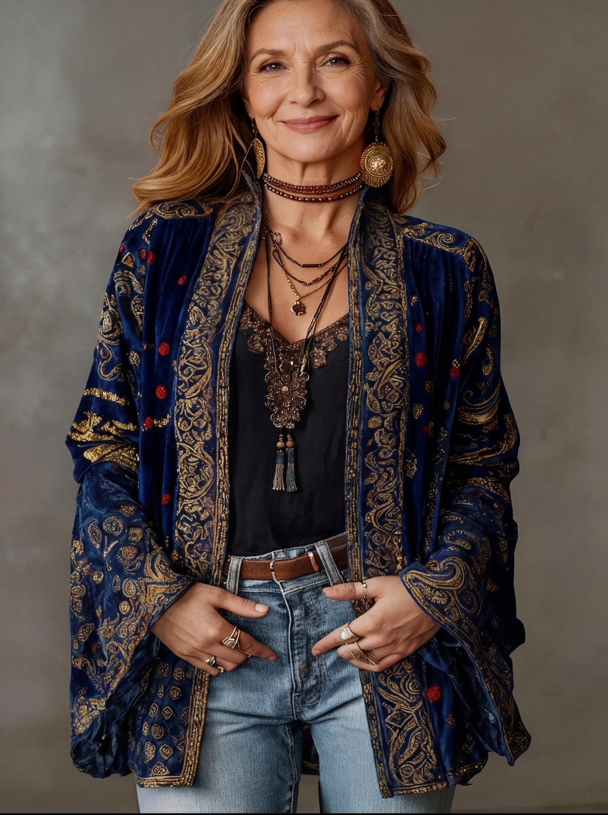 Evanthea | Artistic Velvet Print Cardigan