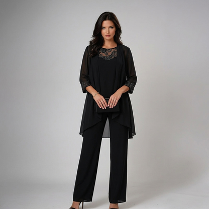 Thessalie | Elegant Wide Leg Three Piece Outfit