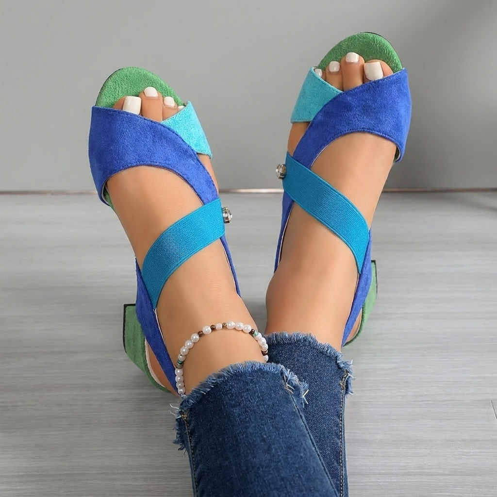 Kalista | Two Tone Block Heel Sandals