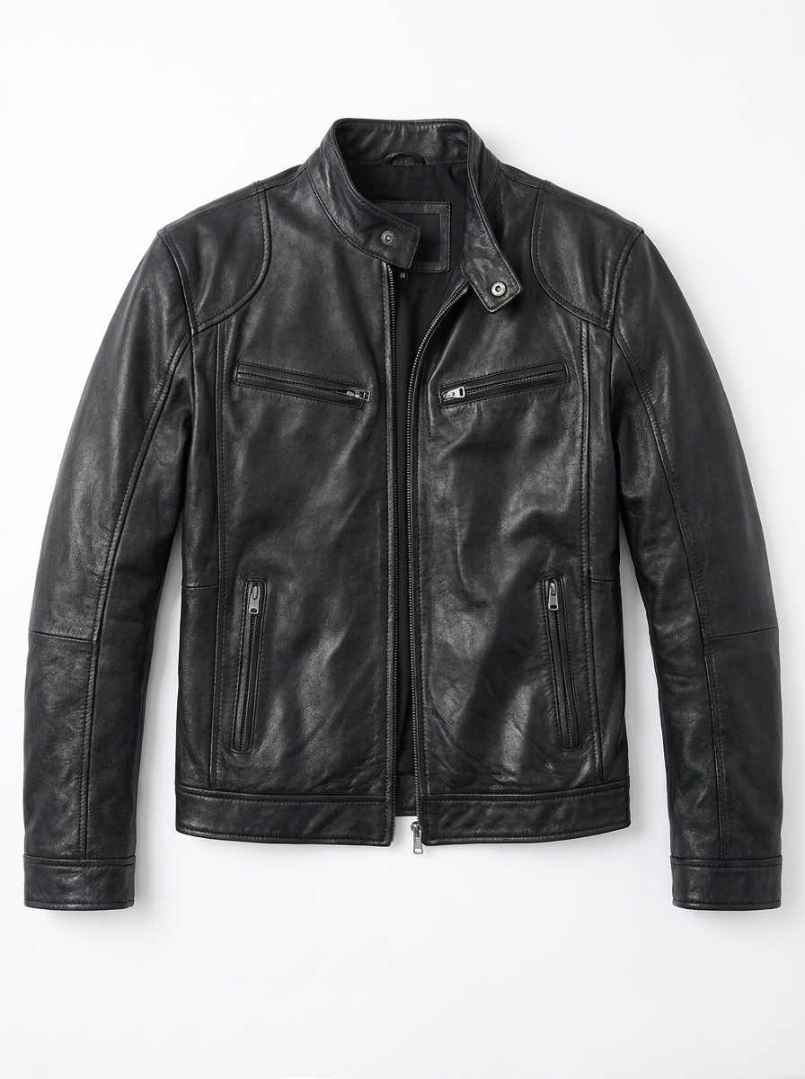 Oberon | Slim Fit Zip Front Biker Jacket