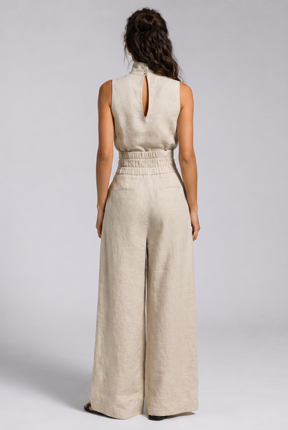 Marisol | Sleeveless High Neck Wide Leg Jumpsuit