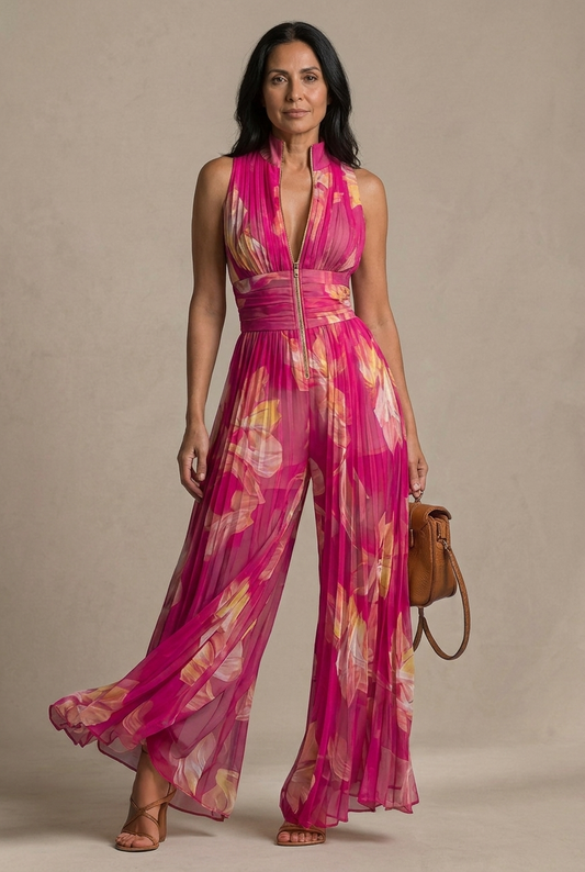 Sorrelia | Floral Chiffon Overlay Jumpsuit