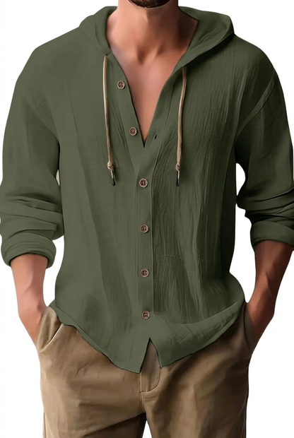 Huxley | Textured Hooded Button Front Shirt