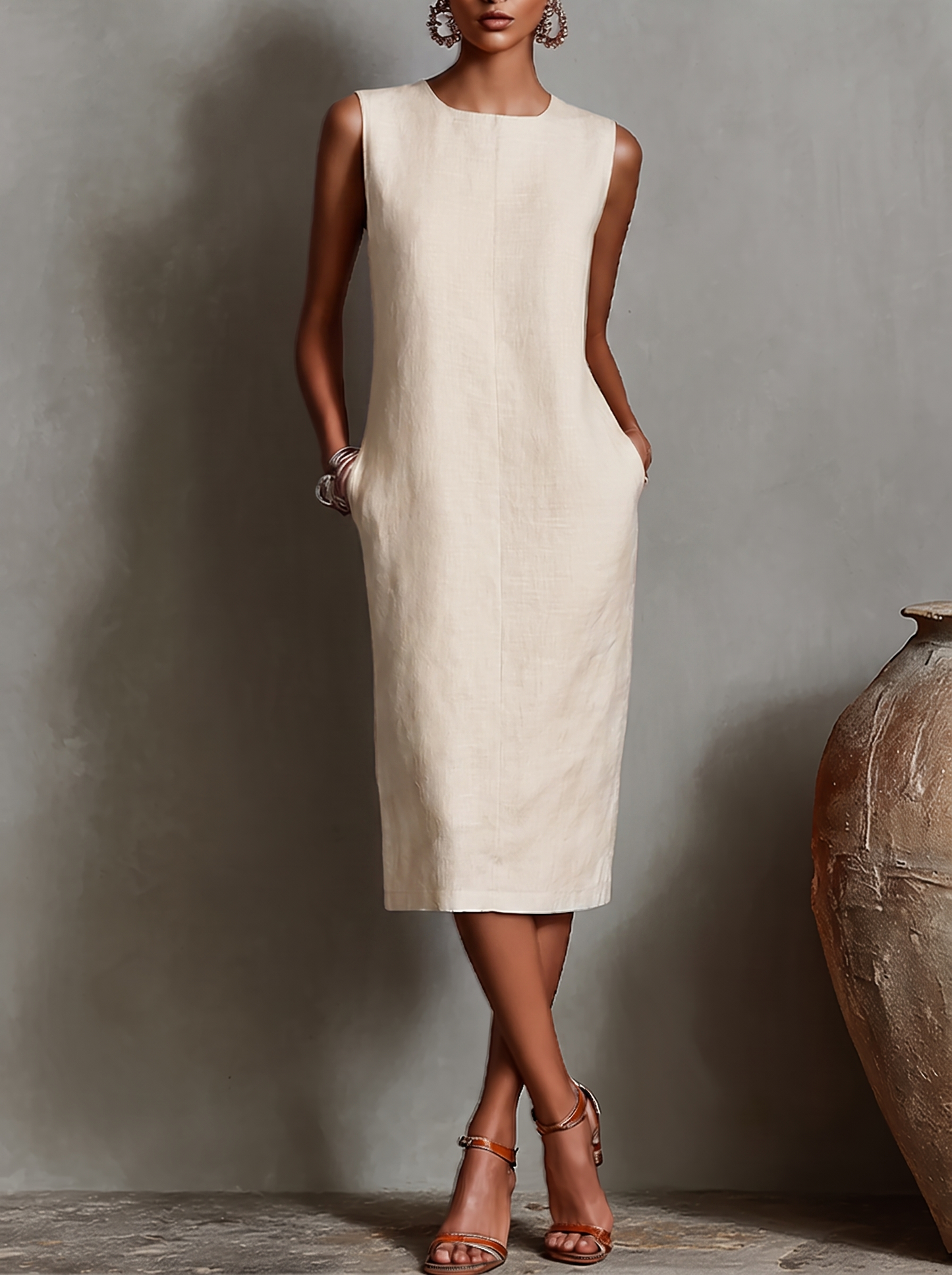 Liorenne | Minimalist Linen Column Dress
