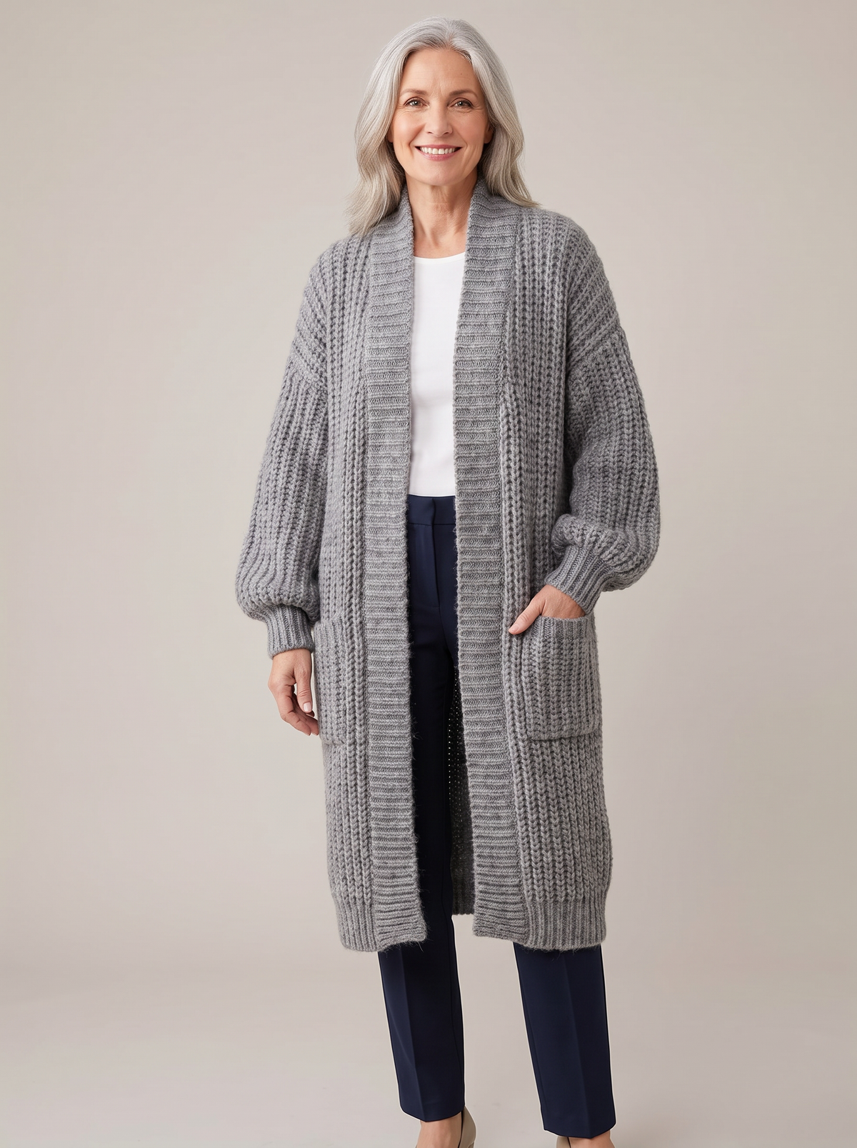 Iolanthe | Textured Pocket Long Cardigan