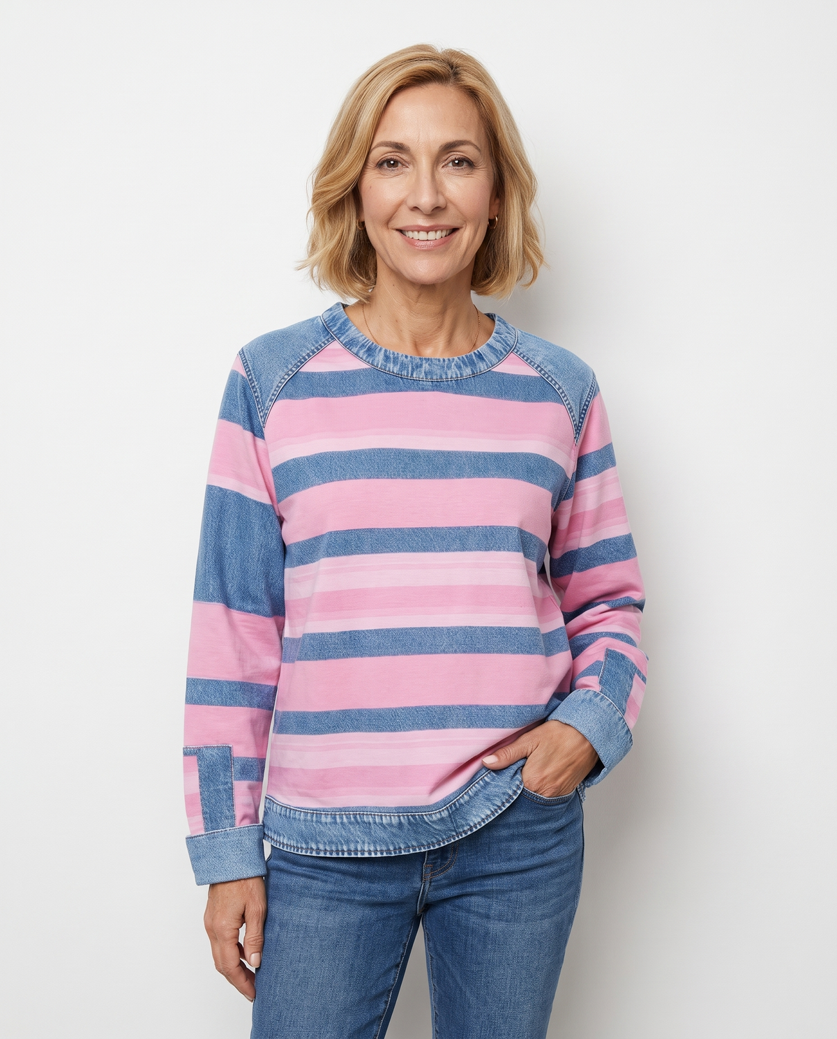 Galena | Contrast Trim Striped Sweater