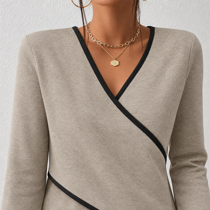 Fenora | Contrast Trim Wrap Blouse