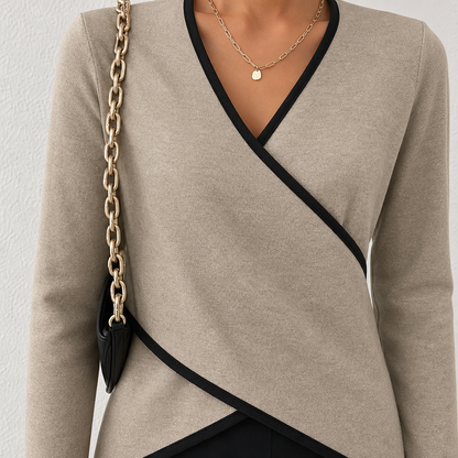 Fenora | Contrast Trim Wrap Blouse
