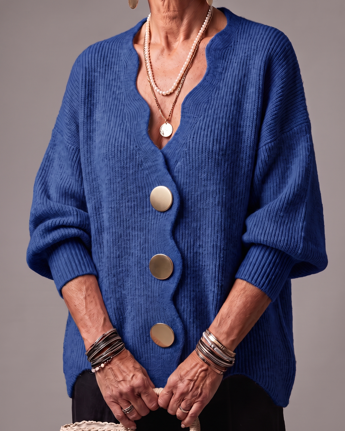 Calyra | Relaxed V Neck Statement Cardigan