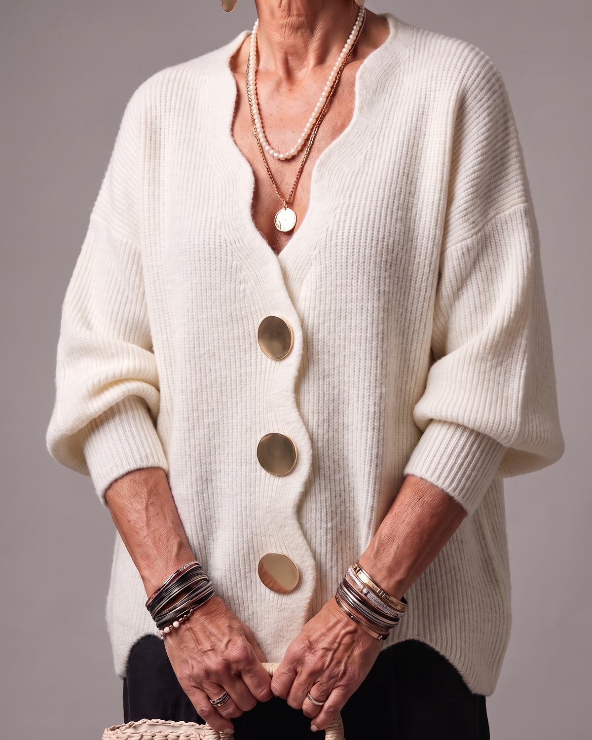 Calyra | Relaxed V Neck Statement Cardigan