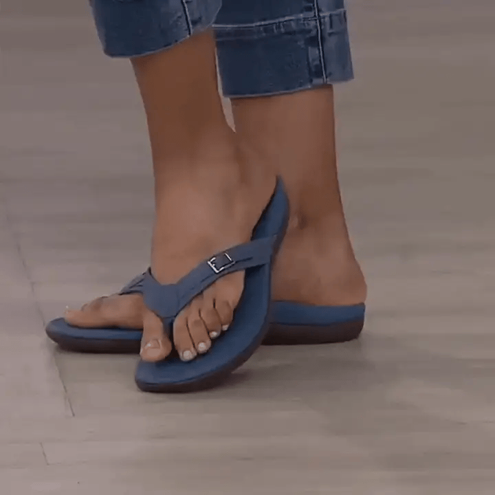 Syllwyn | Buckle Strap Toe Post Cushioned Flat Flip Flops