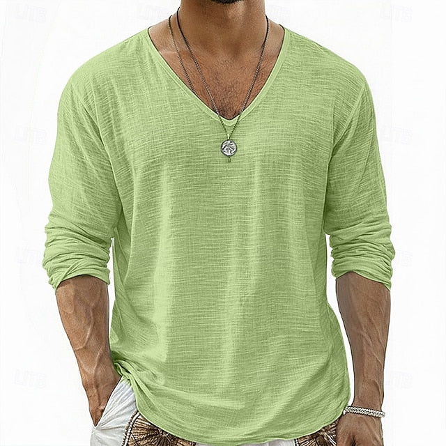 Alton | Lightweight Slub V Neck Shirt