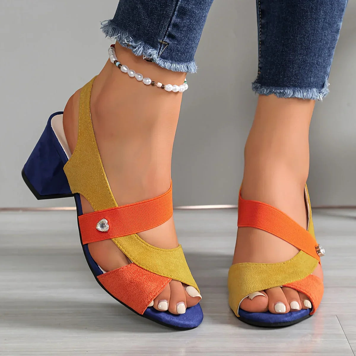 Zyvelle | Cross Strap Block Heel Sandals