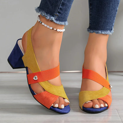 Zyvelle | Cross Strap Block Heel Sandals