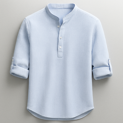 Dravion | Textured Button Neck Shirt
