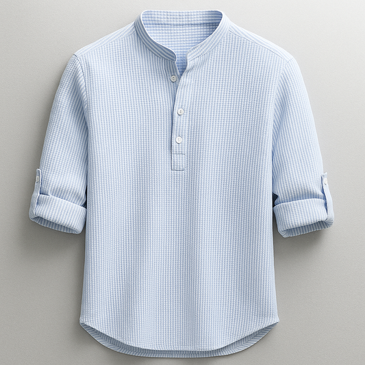 Dravion | Textured Button Neck Shirt