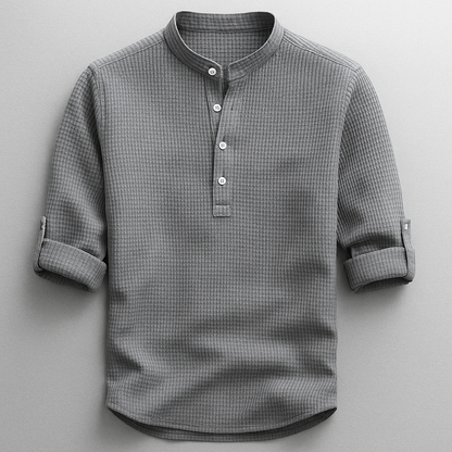 Dravion | Textured Button Neck Shirt