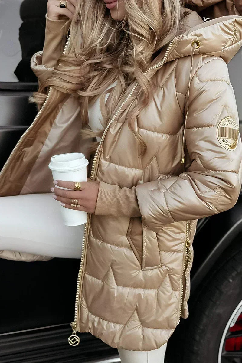 Goldie | Quilted Hooded Long Puffer Coat