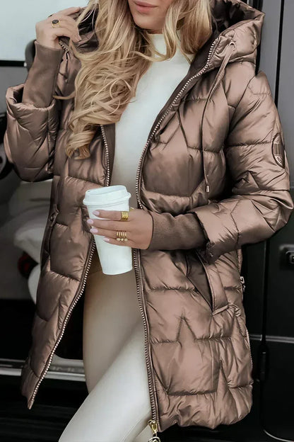 Goldie | Quilted Hooded Long Puffer Coat