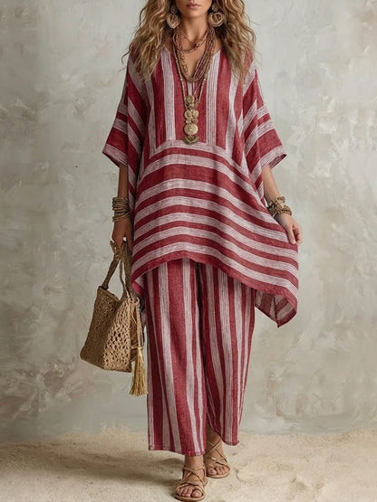 Mirethia | Boho Stripe Two Piece Ensemble
