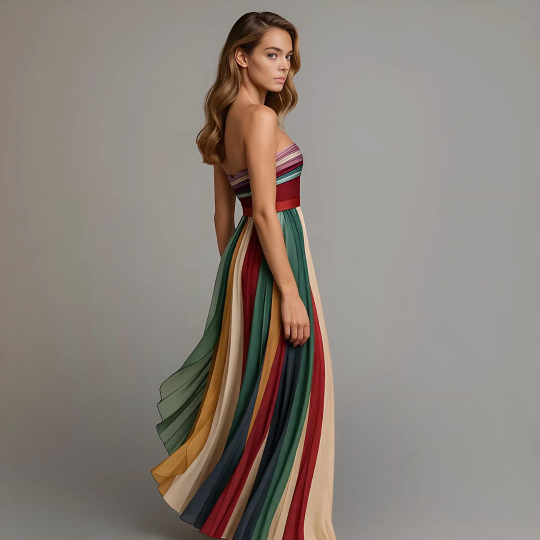 Isadora | Strapless Pleated Maxi Dress