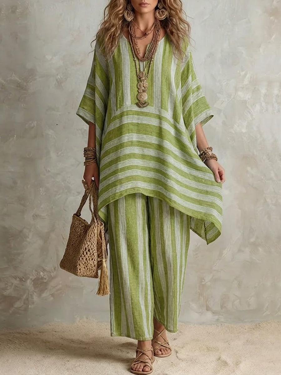 Mirethia | Boho Stripe Two Piece Ensemble