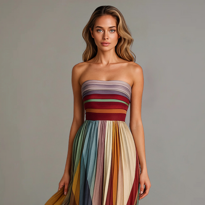Isadora | Strapless Pleated Maxi Dress