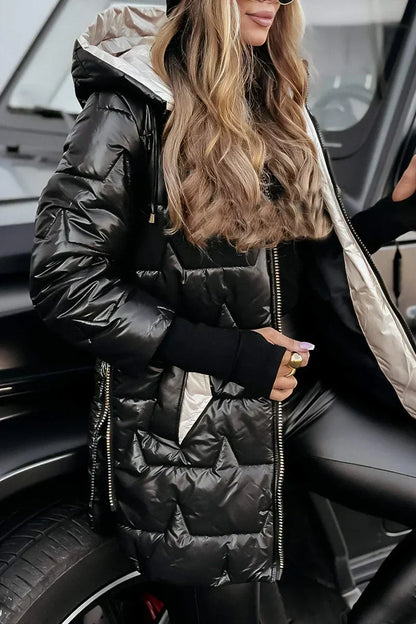 Goldie | Quilted Hooded Long Puffer Coat