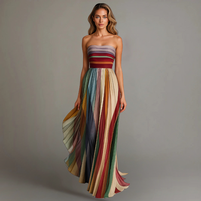Isadora | Strapless Pleated Maxi Dress