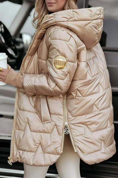 Goldie | Quilted Hooded Long Puffer Coat