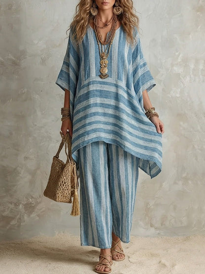 Mirethia | Boho Stripe Two Piece Ensemble
