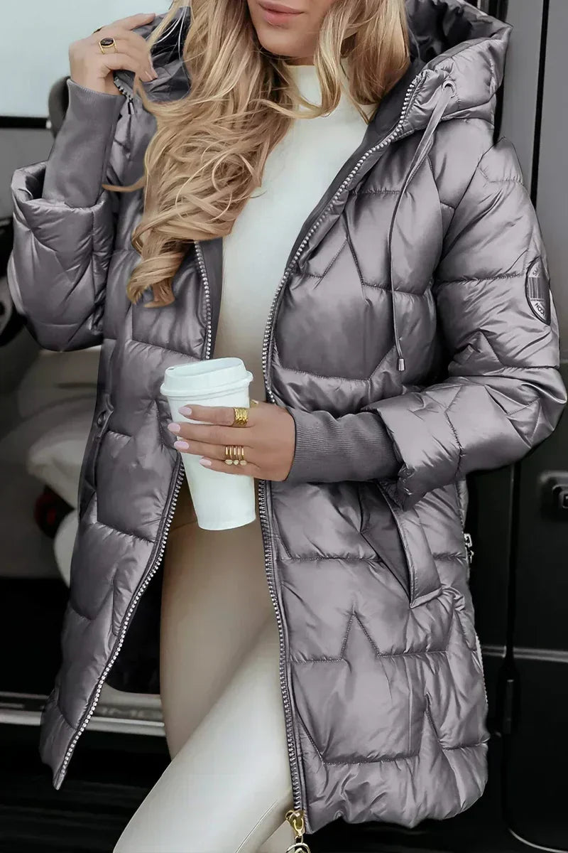 Goldie | Quilted Hooded Long Puffer Coat