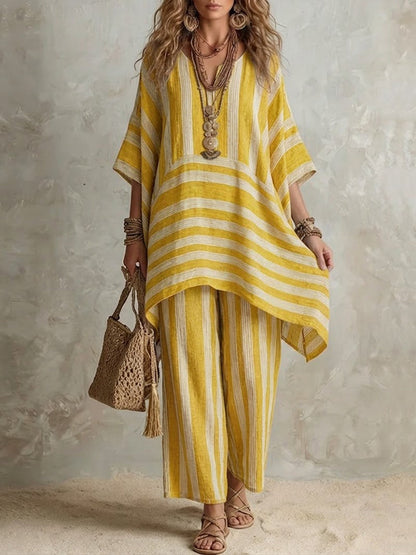 Mirethia | Boho Stripe Two Piece Ensemble