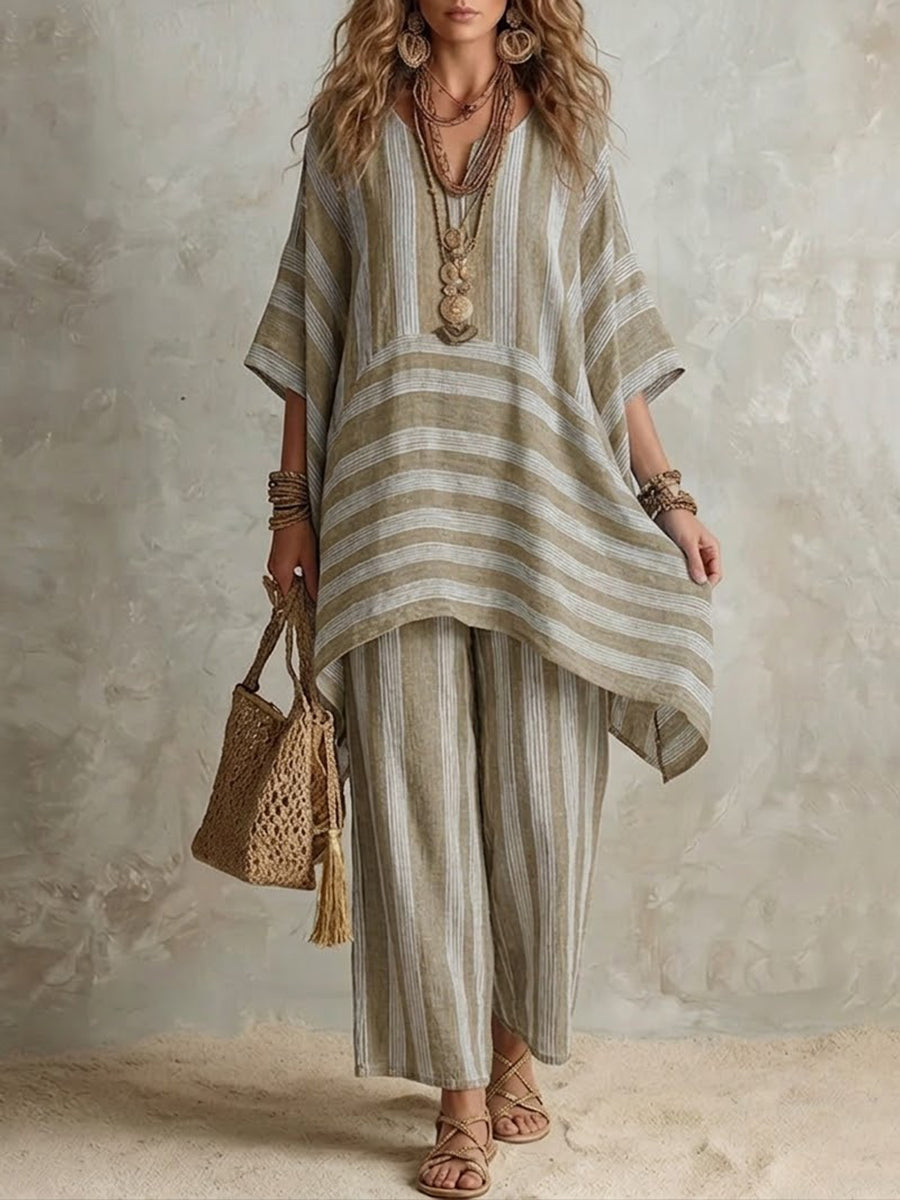 Mirethia | Boho Stripe Two Piece Ensemble