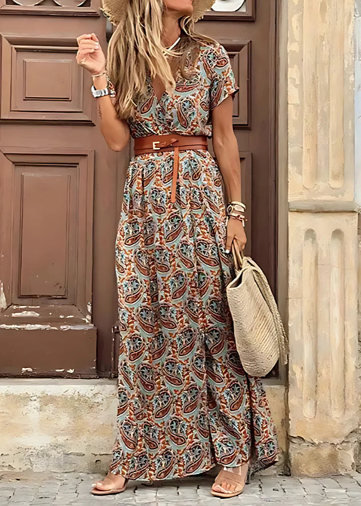 Delphina | Printed Wrap Front Maxi Dress