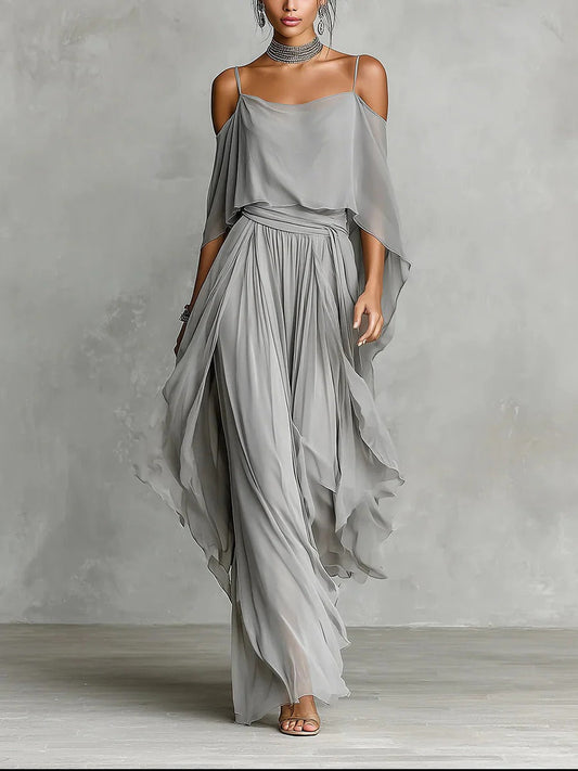 Celestia | Flowing Cold Shoulder Maxi Dress
