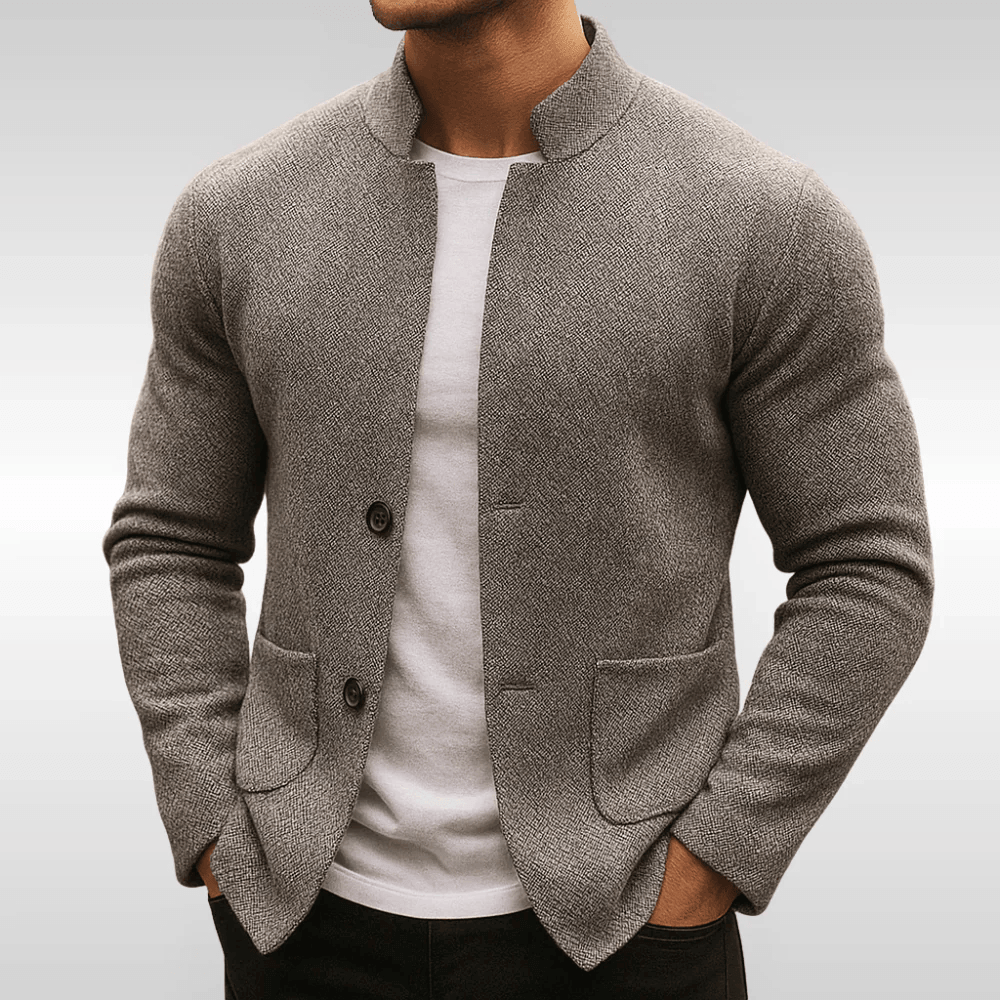 Bramley | Textured Stand Collar Blazer