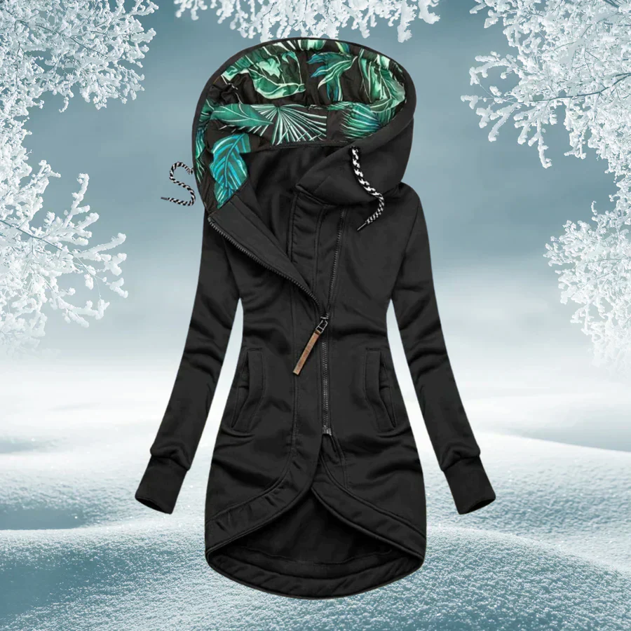 Nolana | Contrast Floral Hood Zip Jacket