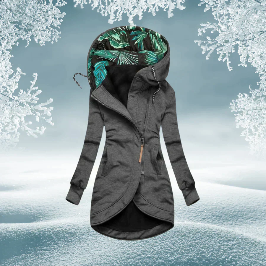 Nolana | Contrast Floral Hood Zip Jacket
