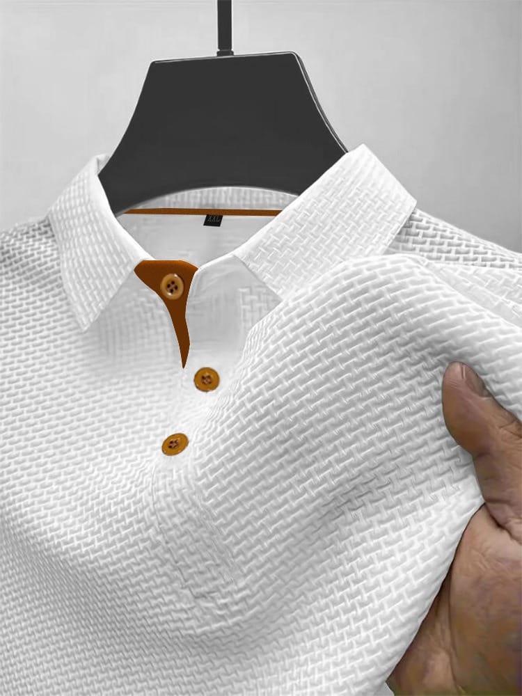 Calviero | Textured Button Polo Shirt