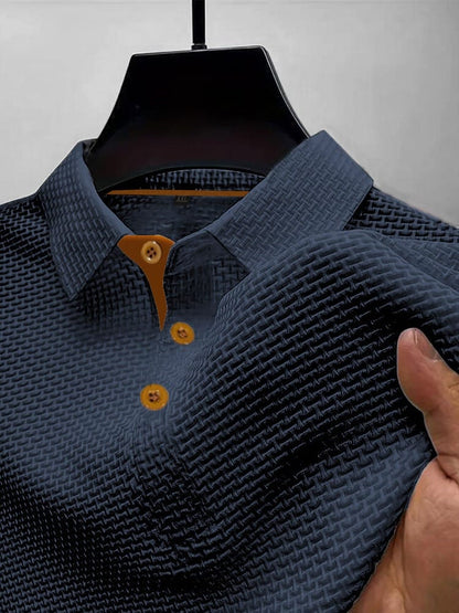 Calviero | Textured Button Polo Shirt