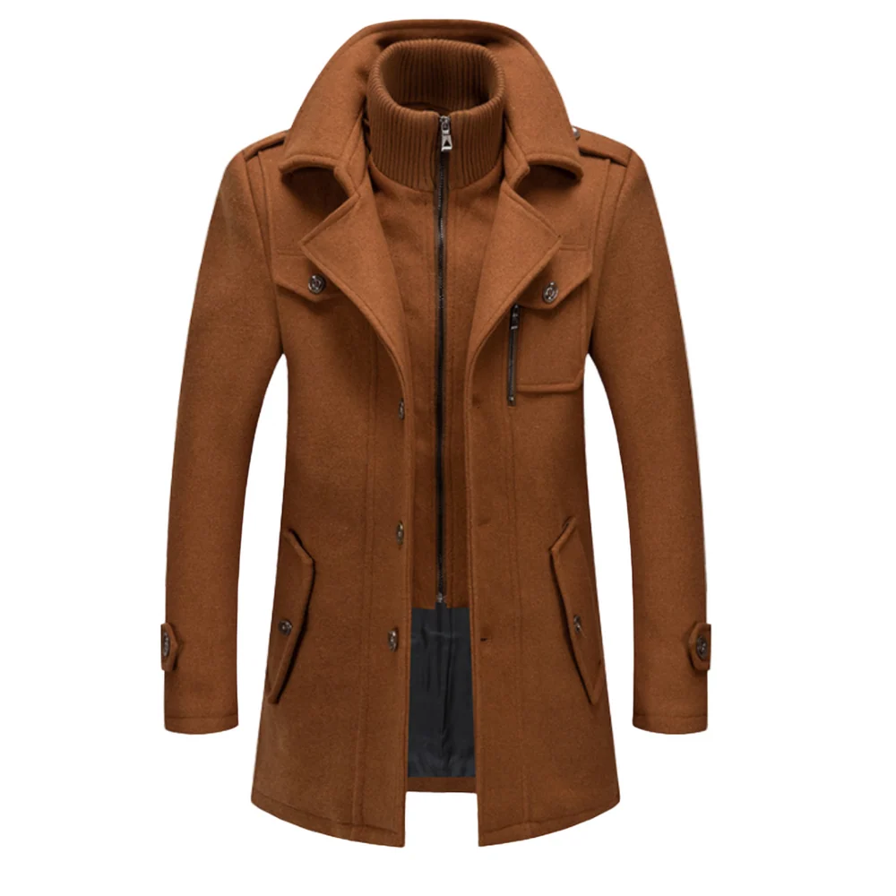 Kendric | Layered High Neck Mid Length Coat