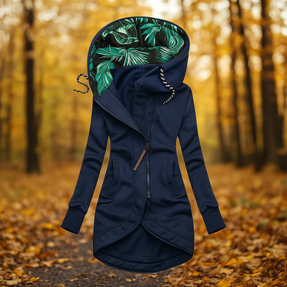 Nolana | Contrast Floral Hood Zip Jacket