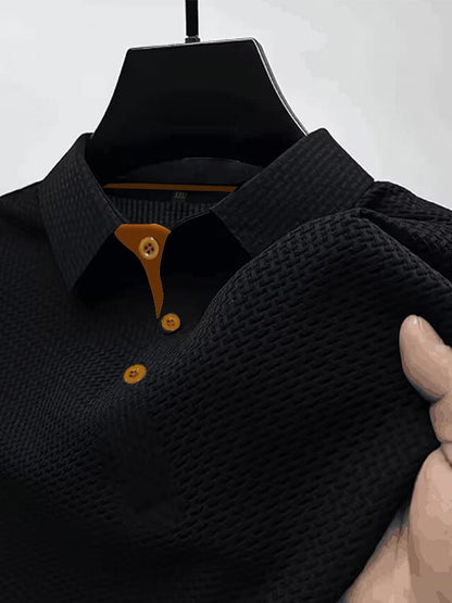 Calviero | Textured Button Polo Shirt